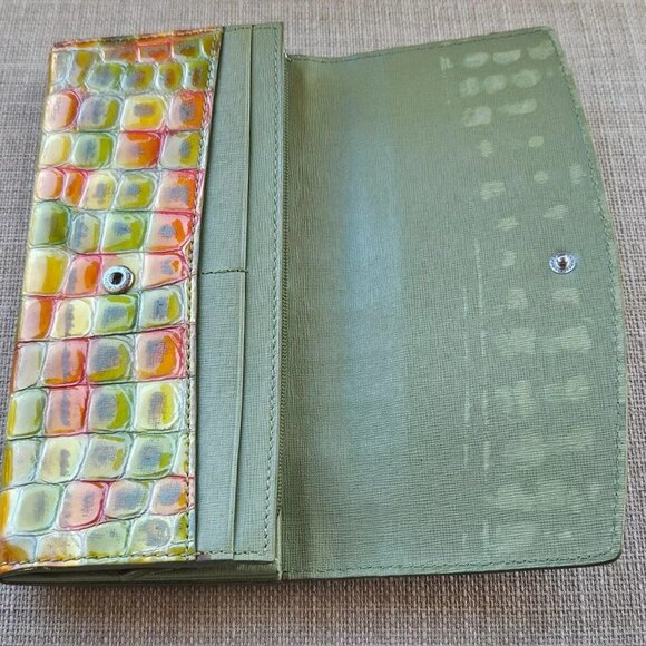 Cocco Fiore Women Clutch Wallet Multi Color Patent Leather Card Holder Purse - Picture 5 of 16